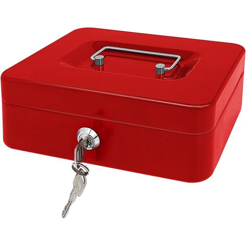 Shiba-Caisse En Acier Avec Serrure À Clé, Caisse À Monnaie En Métal Avec Compartiment À Monnaie, Boîte De Rangement Avec Couvercle[5