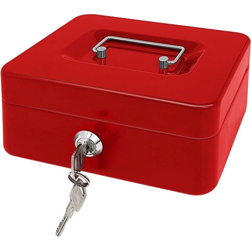 Shiba-Caisse En Acier Avec Serrure À Clé, Caisse À Monnaie En Métal Avec Compartiment À Monnaie, Boîte De Rangement Avec Couvercle[5