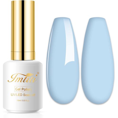 Shiba-Vernis Semi Permanent Bleu, 15ml Bleu Ciel Pastel Vernis Gel Uv Semi Permanent Uv Led Soak Off Gel Nail Polish French Vernis[1 