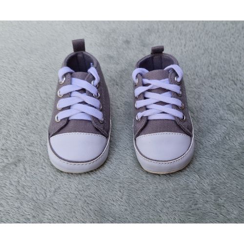 Chaussures Bébé En Tissu Grises 3/6 Mois, Très Bon État