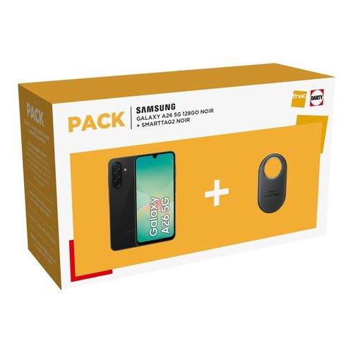 PACK SMARTPHONE SAMSUNG GALAXY A26 6,7 5G DOUBLE NANO SIM 128 GO NOIR + SMART TAG2 NOIR