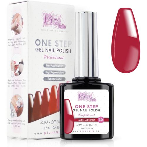 Shiba-Vernis Semi Permanent Uv/Led One Step 12 Ml - Rouge Rubis Foncé - Effet Ongles Foncés Mais Très Brillants Avec Ou Sans Base [1 