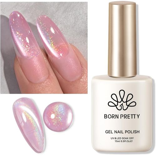 Shiba-Born Pretty Vernis Semi Permanent Magnétique Rose, Cat Magnétique Eyes Pailleté Gelée Cristal Soak-Off U V/Led Vernis À Ongl[1 