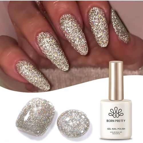 Shiba-Born Pretty Vernis Semi Permanents U V Shiny Champagne Gold Gel Réfléchissant Vernis À Ongles U V Led Immersion Gel[1342] 