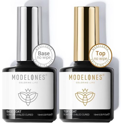 Shiba-Modelones Top Coat Semi Permanent, No Wipe Base Et Top Coat Vernis Semi Permanent 10ml*2 Vernis De Base Et Finition Vernis À[5 