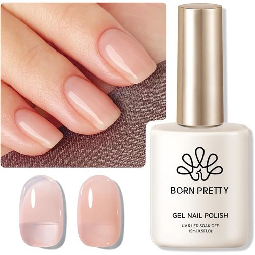 Shiba-Born Pretty 15ml Vernis Gel Semi-Prmanent Nude, 75% Gelée Cristal Gel Vernis Semi Permanent Translucent Nude French Vernis À[1 