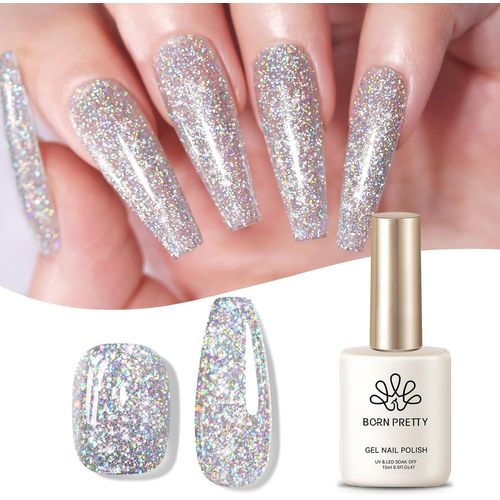 Shiba-Born Pretty Vernis Semi Permanent Paillettes, Vernis Gel U V Semi Permanent Holographique Brillant Scintillant Soak Off U V [1 