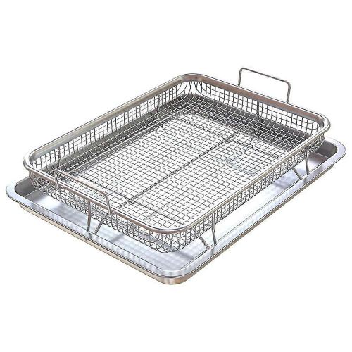 Panier à friteuse pour four, bac à légumes et poêle en acier inoxydable, friture de luxe dans votre four, ensemble de 2 pièces