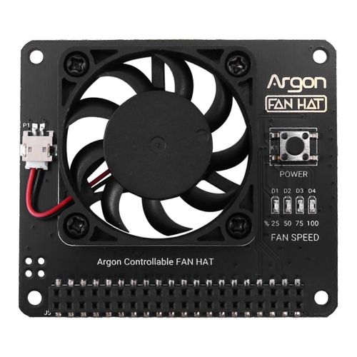 Ventilateur à argon HAT pour Raspberry Pi 4 / 3 Ventilateur de refroidissement avec vitesse réglable par logiciel / Grand ventilateur de 40 mm pour R