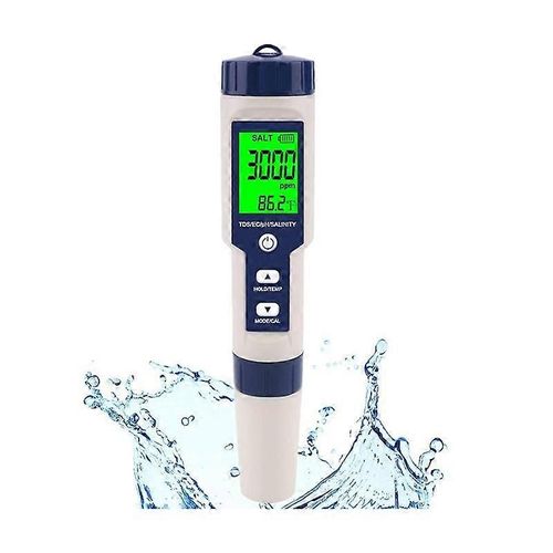 Testeur de sel de piscine, salinimètre numérique, testeur de salinité 5 en 1 de haute précision pour l¿eau salée, IP67