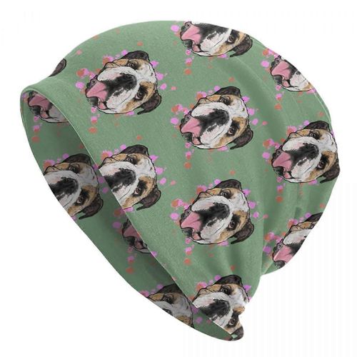Anglais British Bulldog Peinture Skullies Bonnets Caps Streetwear Hiver Chaud Femmes Hommes Tricotées Chapeaux Adulte Unisexe Bonnet Chapeaux
