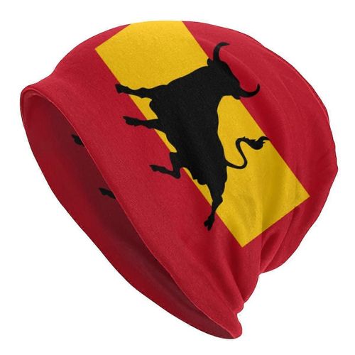 Drapeau espagnol avec taureau Bonnet Bonnet Tricoter Chapeaux Femmes Unisexe Adulte Espagne Patriotique Hiver Chaud Skullies Bonnet Bonnet