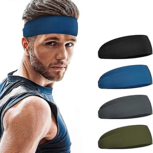 Bandeau Athlétique Homme (4 Pack) -Noir/Bleu/Gris/Vert