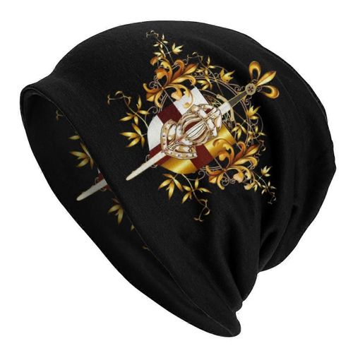 Templiers Chevaliers Croix Bouclier Skullies Bonnet Bonnet Unisexe Bonnet Hiver Chaud Tricoter Chapeaux Ski En Plein Air Épée Médiévale Bonnet Bonnet
