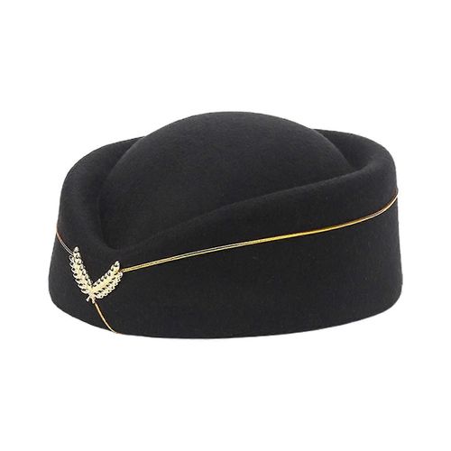 Chapeau D¿Hôtesse Élégant Badge De Broderie Confortable Respirant Robe Décorative Up Woolen Femmes Hôtesses De L¿Air Béret Casquette Uniforme Formelle Pour Per