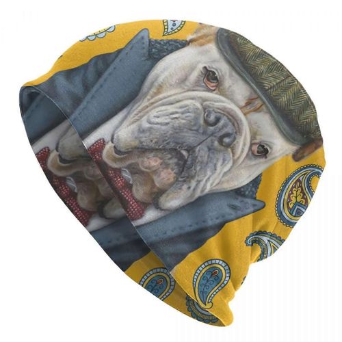 Drôle Anglais Bulldog Natation Skullies Bonnets Bonnets Hommes Femmes Unisexe Hiver Chaud Knit Hat Adulte Britannique Pet Dog Bonnet Chapeaux