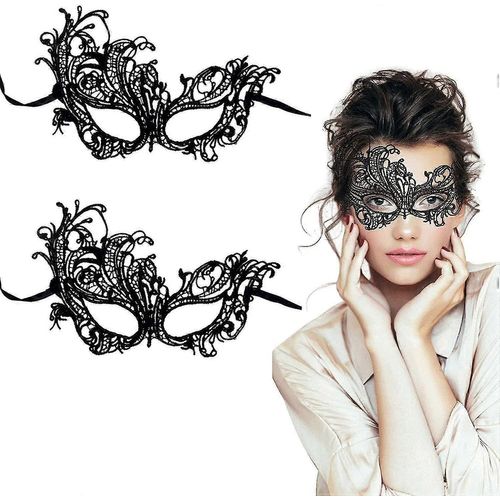 2 Packs Masque Masqué Costume Noir Boule Élégant Masque En Dentelle Dans Le Style Phoenix