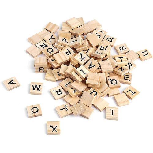 Scrabble Lettres En bois Tuiles de Scrabble 200 X Briques de Scrabble Alphabet Jeu de société