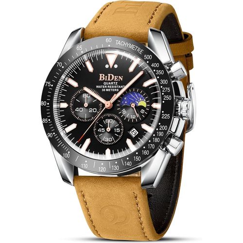 Ytseazn-Montre Homme 30m Étanche Montres Grand Cadran Date Chronographe Mouvement Quartz Acier Inoxydable/Cuir/Bracelet Caoutchouc Cadeau Élégant Pour Père Amis Fête Des Pères