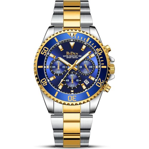 Ytseazn-Montre Homme Montres Bracelets Etanche Design Analogique Chronographe Lumineuses Acier Inoxydable Cadran Calendrie Fashion