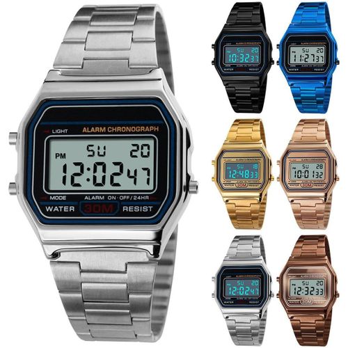Ytseazn-Montre Numérique À Quartz Pour Homme-Montre De Sport De Luxe-Étanche Jusqu'à 30 M-Bracelet En Acier Inoxydable-Rétroéclairage Led