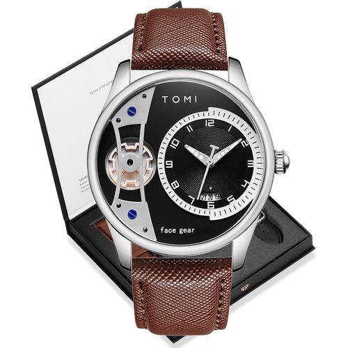 Ytseazn-Montre Homme Cuir Analogique Montres Bracelet Hommes Quartz Étanche Cadeau Homme Élégant