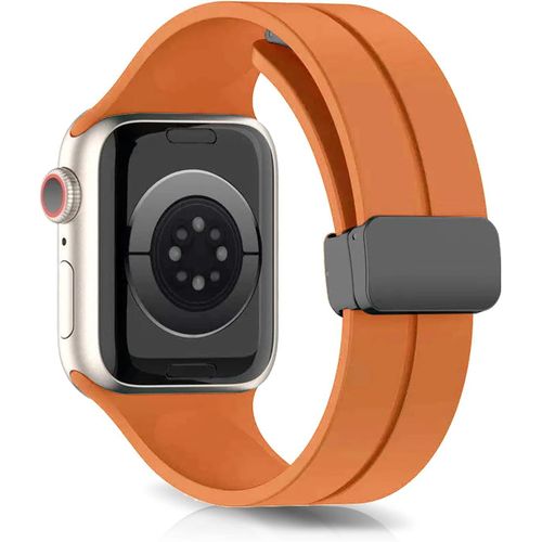 Ytseazn-Bracelet Compatible Avec Apple Watch Series 10 42 Mm/9/8/7 41 Mm/Watch Se 2/1 40 Mm,Silicone Souple Boucle Magnétique Bande Réglable Pour Apple Watch Series 6/5/4 40 Mm/3/2/1 38 Mm,Orange