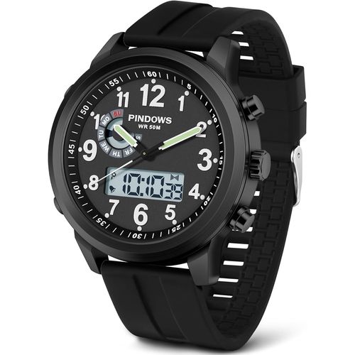 Ytseazn-Montres Pour Hommes Montres Numérique Sport Outdoor Montres Militaire Multifonctionnelle Montre Quartz Analogique Étanche Acier Inoxydable Mode Classique Montre-Bracelet