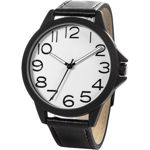 Ytseazn-Montre Homme Pour Grand Cadran Numérique En Cuir Étanche Chiffres Arabes Classique Montre À Quartz Pour Homme