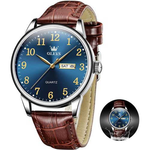 Ytseazn-Montres Pour Homme-Étanche-Bracelet En Cuir-Décontracté-Grand Cadran-Montre À Quartz Analogique Tendance-Montre D'affaires Avec Date