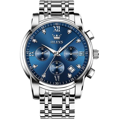 Ytseazn-- Montre Chronographe En Acier Inoxydable Pour Homme,Grand Cadran,Couleur Or,Argent Et Noir,Facile À Lire,Montre À Quartz Analogique De Luxe,Résistante À L'eau,Avec Chiffres
