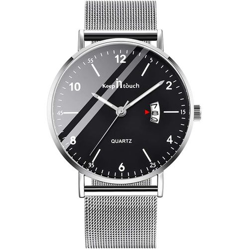 Ytseazn-Montre-Bracelet Pour Homme Ultra-Mince Étanche Montre À Quartz,Cadran Numérique Minimaliste,Avec Calendrier Numérique,Entreprise Décontractée Montre,Bracelet En Acier Inoxydable