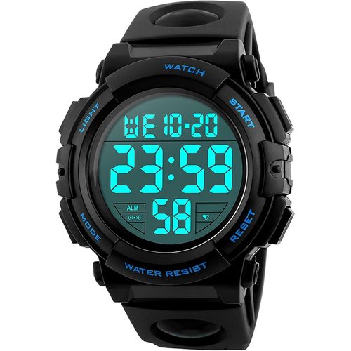 Ytseazn-Montre Numérique Pour Homme-Étanche Jusqu'à 50 M-Avec Alarme,Chronomètre,Pour Homme-Pour Le Sport,Bleu