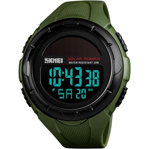 Ytseazn-Montre De Sport Numérique Solaire Pour Homme,Étanche À 50 M,Grand Cadran Noir Avec Chronomètre,Alarme Et Led Résistante Aux Chocs