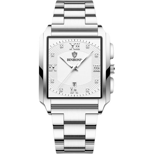Ytseazn-Montres Carrées Pour Homme Montre De Poignet Quartz Étanche Montre Élégant Diamant Montre Simple Lumineuse Montre Vintage Bracelet Acier Inoxydable