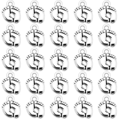 Ytseazn-Lot De 100 Breloques En Forme D'empreinte De Pied De Bébé-Accessoires Décoratifs Pour La Fabrication De Bijoux