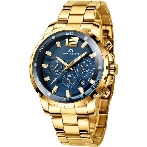 Ytseazn-Megalith Montre Homme Acier Chronographe Montre Bracelet Etanche Analogique Quartz Montre Homme Grand Lumineuses Date,Élégant Cadeaux Pour Hommes