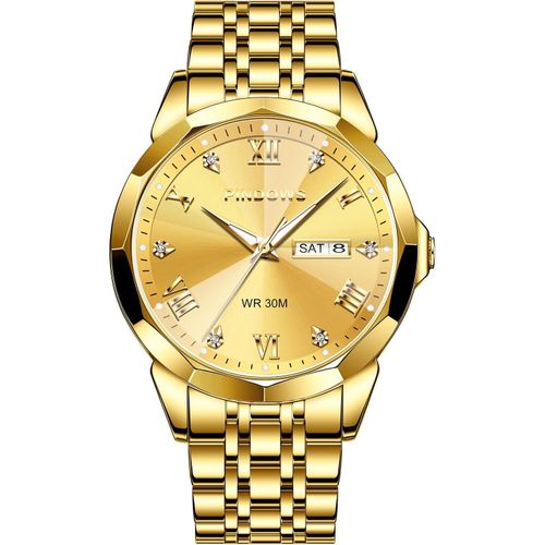 Ytseazn-Montres Pour Homme-Diamant-Robe D'affaires-Quartz Analogique-Acier Inoxydable-Étanche-Date Lumineuse-Bicolore-Luxe-Décontracté