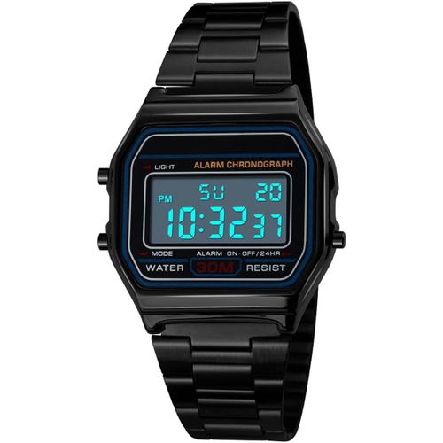 Ytseazn-Montre De Luxe Pour Homme-Étanche Jusqu'à 30 M-En Acier Inoxydable-Montre De Sport Numérique-Bleu