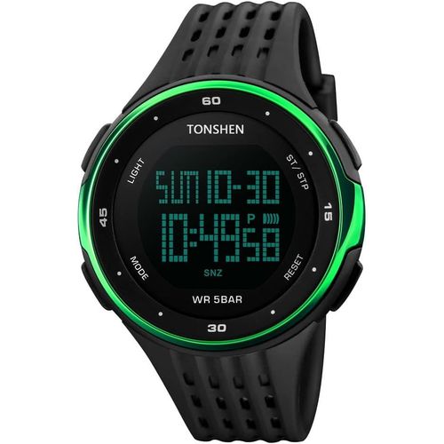 Ytseazn-Caoutchouc Plastique Montre 50m Etanche Double Temps Led Digital Outdoor Sport Tactique Militaire Quartz Montre Bracelet Pour Hommes Femme,12h/24h Date Chronomètre Calendrier Alarme