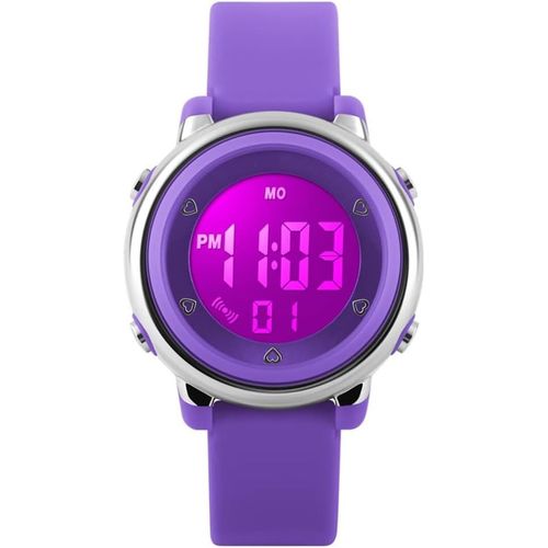 Ytseazn-Digital Outdoor Sport Montre Bracelet De Enfant 50m Étanche Multicolore Led Rétro Eclairage Multifonctionnel Plastique Montres Et Caoutchouc Ruban Alarme Chronomètre,Violet