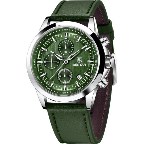 Ytseazn-Benyar Montre Analogique À Quartz Pour Homme Chronographe Étanche À 50 M Date Lumineuse Style Décontracté Cadeau Élégant Pour Homme