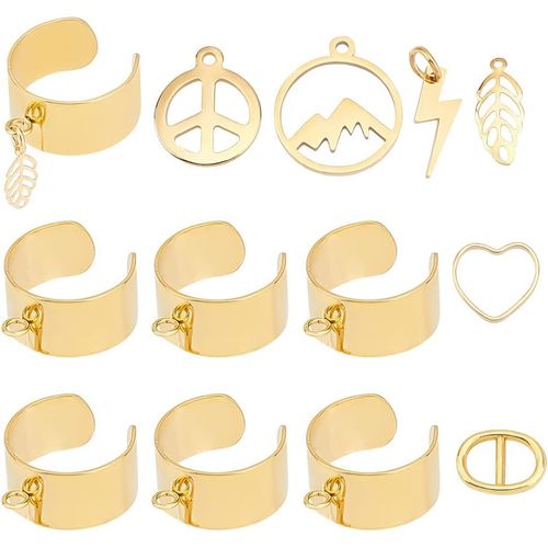 Ytseazn-Bagues Breloque Ensemble Acier Inoxydable Pour Femme Ouvert Bagues Avec Montagne Signe De Paix Coeur Feuille Charme Hip Hop Réglable Empilable Déclaration Knuckle Anneau