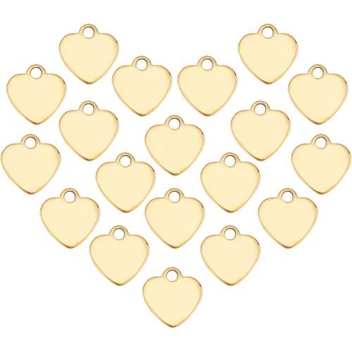 Ytseazn-Environ 50 Pièces Coeur Doré Motif Breloques En Acier Inoxydable Coeur Pendentif Hypoallergénique Petit Trou Charme Pour La Fabrication De Bijoux À Bricoler Soi-Même,Trou 1.2 Mm