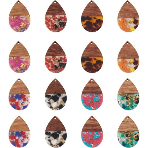 Ytseazn-Pandahall Pendentifs En Bois En Résine Colorés,En Forme De Donut,Rond,Plat,Forme Trapèze,Rectangulaire,Pendentifs Géométriques En Bois Pour Boucles D'oreilles,Fabrication De Bijoux