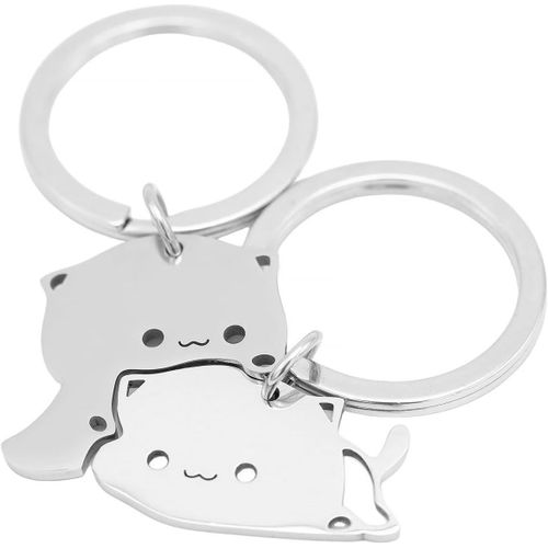 ytseazn-Lot De 2 Porte-Clés Chat ¿ Porte-Clés Puzzle Pendentif Porte-Clés Couple Cadeau Amitié Ange Gardien Porte-Clés(Argent)