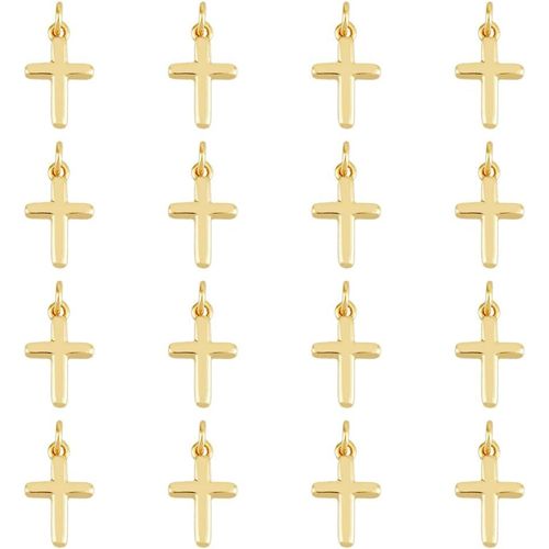 Ytseazn-16pcs Pendentifs Croix En Laiton Plaqué Or 18k Breloques Croix Motif Croix Pendentifs Avec Anneaux De Saut Pour Collier Boucles D'oreilles Bracelet Fabrication De Bijoux,Trou: 3.5mm