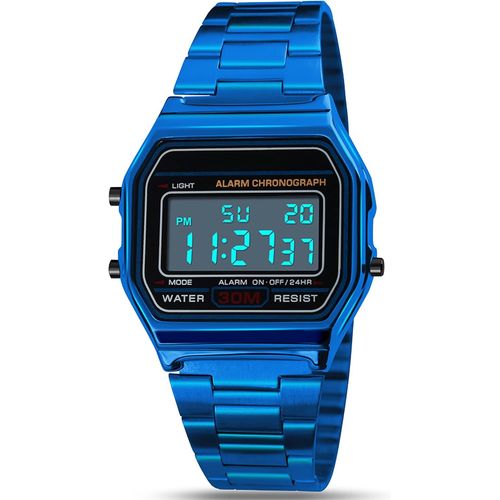 Ytseazn-Montre Bracelet Numérique Quartz,30m Etanche Digital Cadran Lcd Montre Pour Homme Avec Bracelet En Résine Multifonction Rétro-Éclairage Led Calendrier D'alarme Bleu