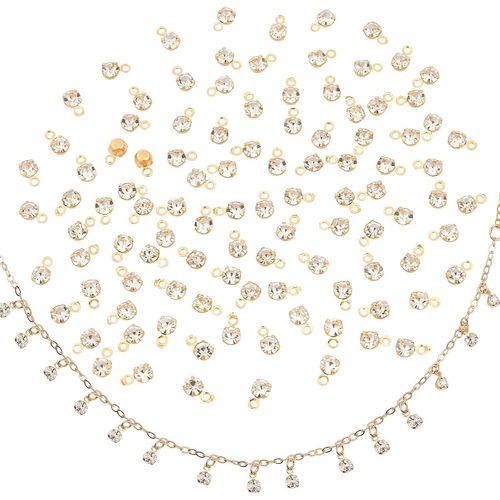 Ytseazn-100pcs Mini Pendentif Breloques Strass,Laiton Plaqué Or Pierre De Naissance Cristal Pendentifs Pour Boucles D'oreilles Collier Cheville Bracelet Création De Bijoux