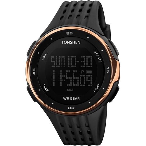 Ytseazn-Unisexe Multifonctionnel Digitale Sport Montres Bracelet Homme Et Femme Outdoor Militaires 50m Etanche Plastique Caisse Et Caoutchouc Ruban Led Temps Double Montre